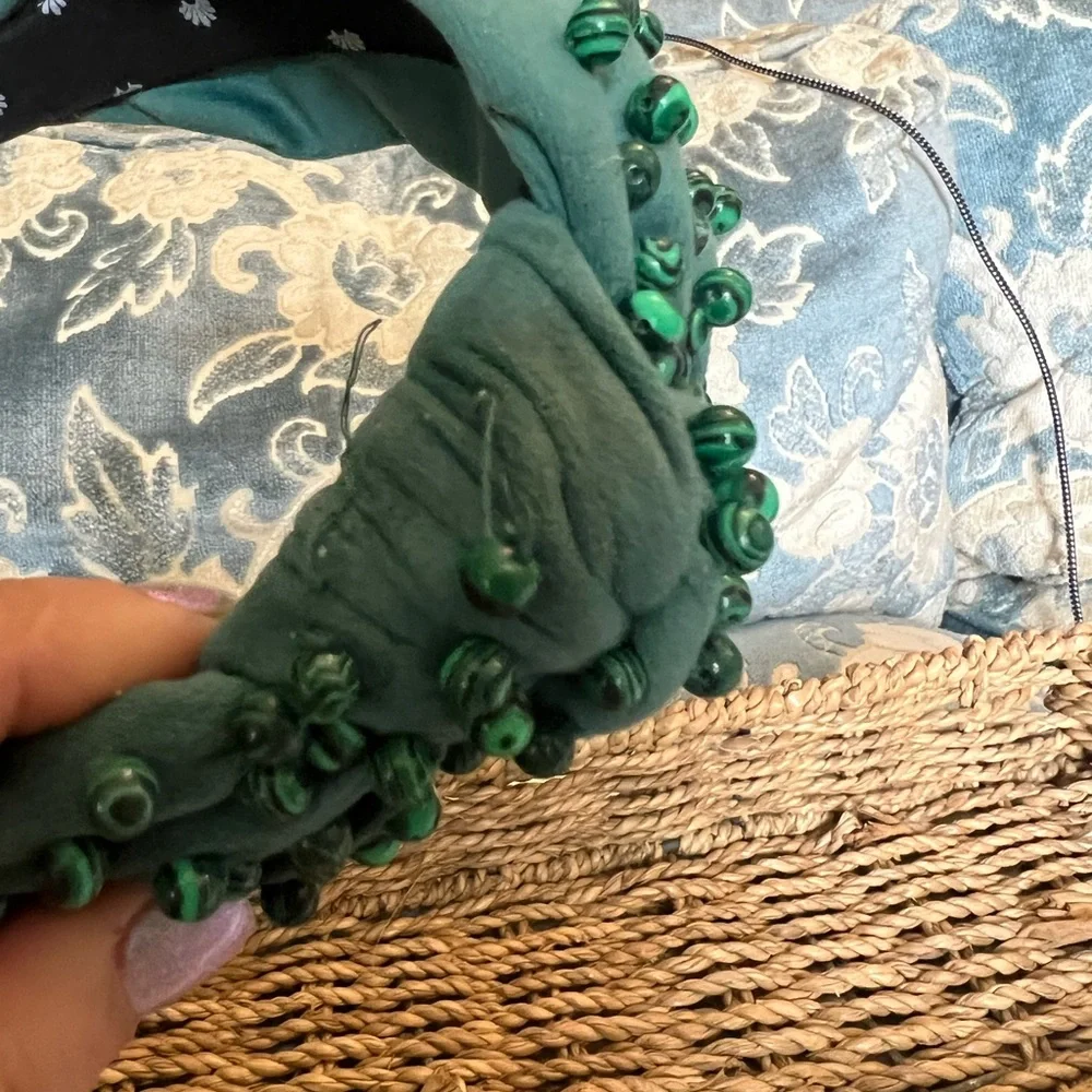 Lele Sadoughi Green Beaded Headband - Picture 4 of 8